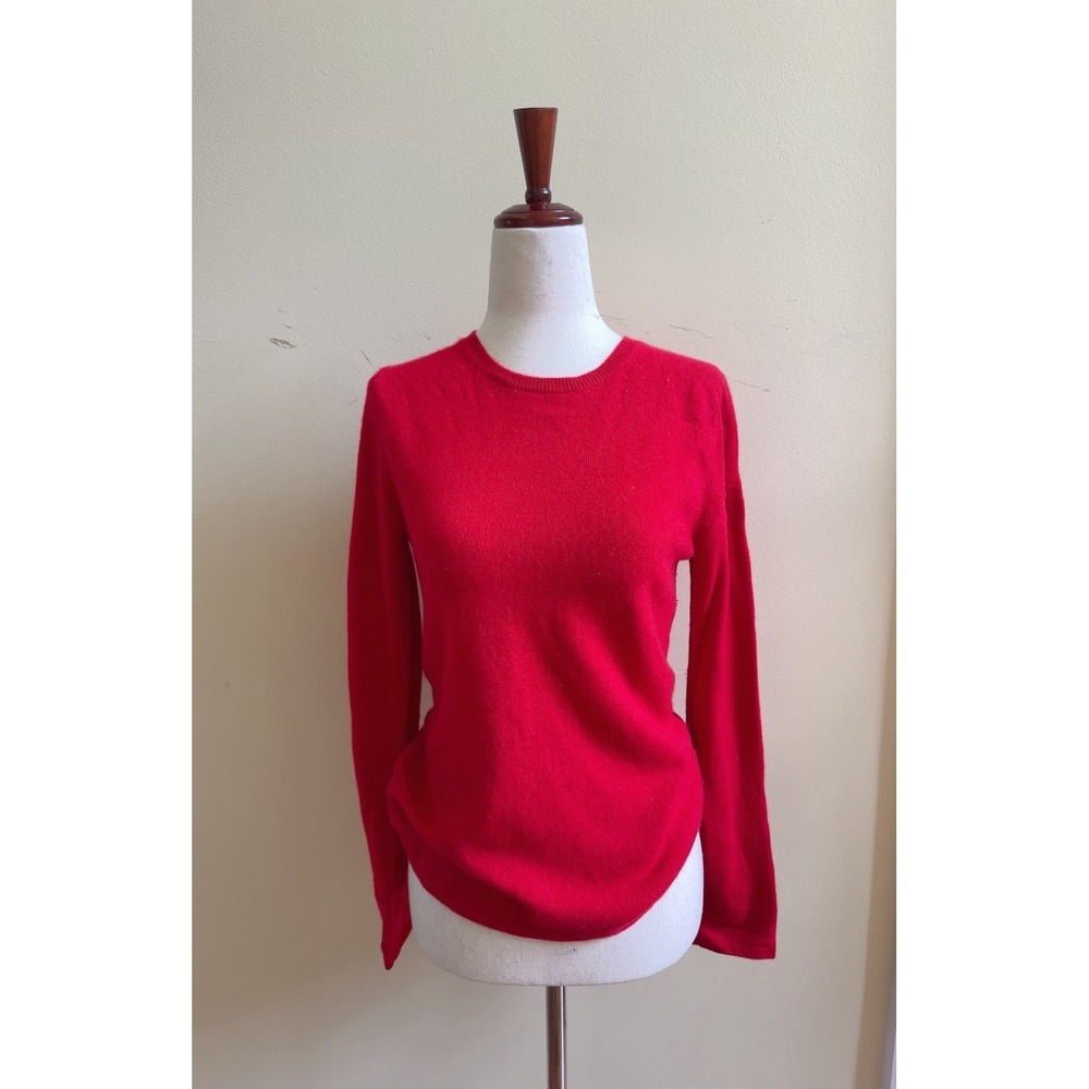 Madison Studio 100% Cashmere Sweater Women P/S Red Crew Neck Long Sleeve